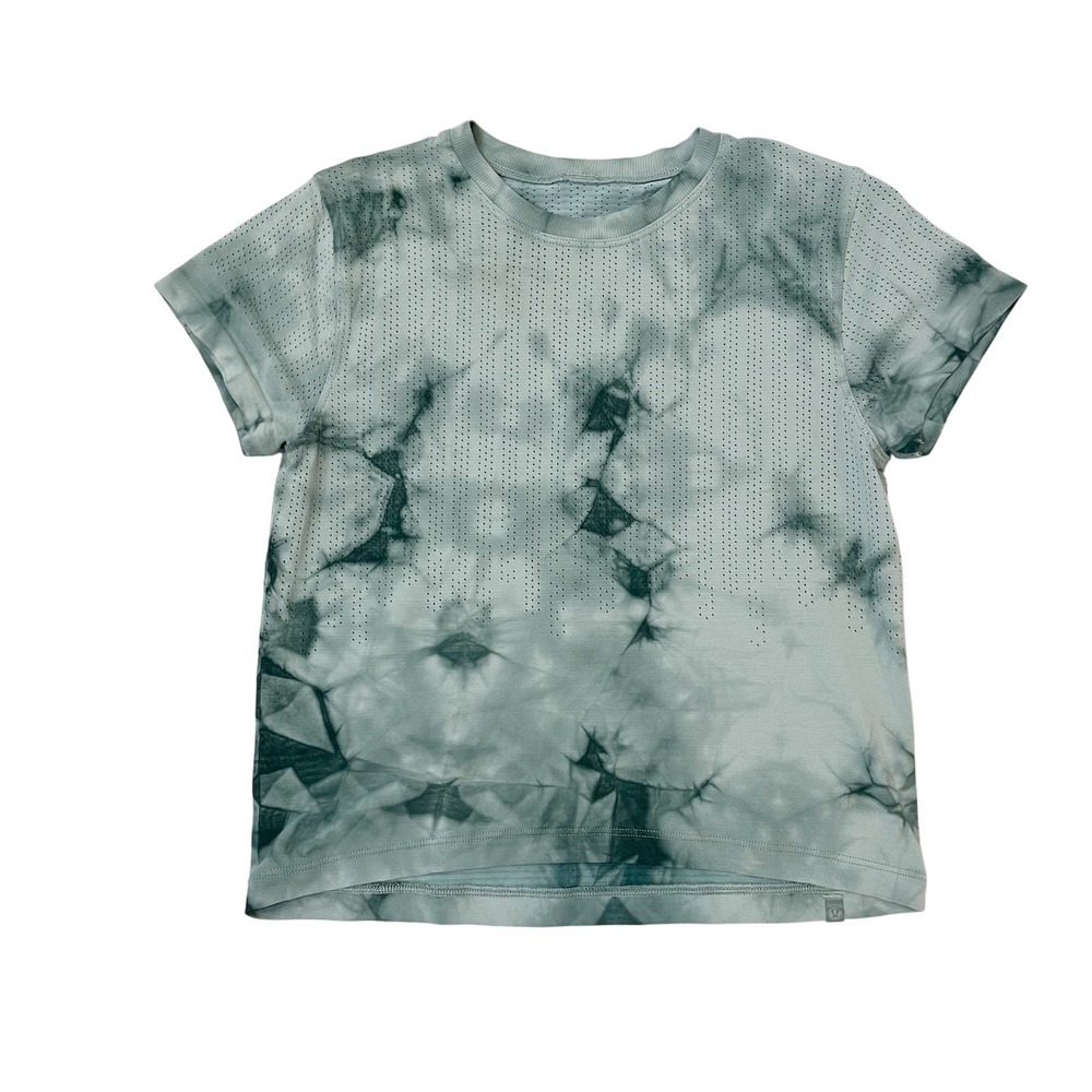 Lululemon Train to Be Short Sleeve Shirt Green Tie Dye Mesh Size 2/4 XS/S Small
